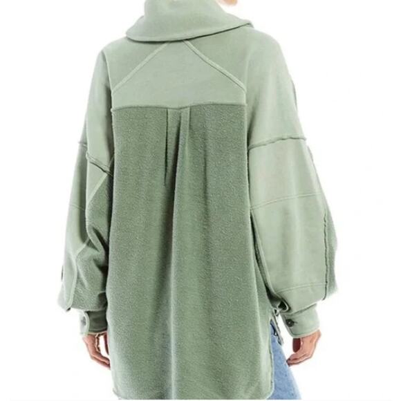 Free People Jordan Jacket Women's Small Green Oversized Front Button Pockets - Picture 13 of 13